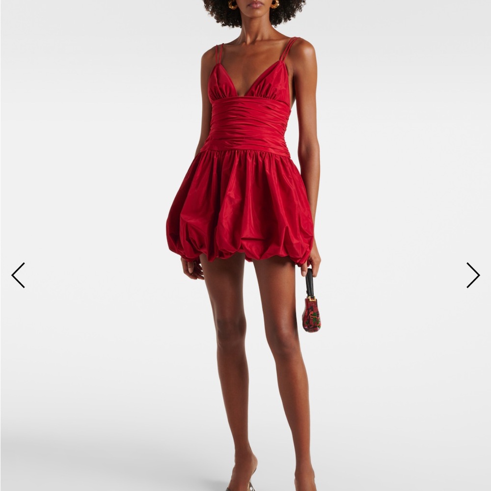 STAUD Red Ruched Mini Dress - Picture 2 of 12